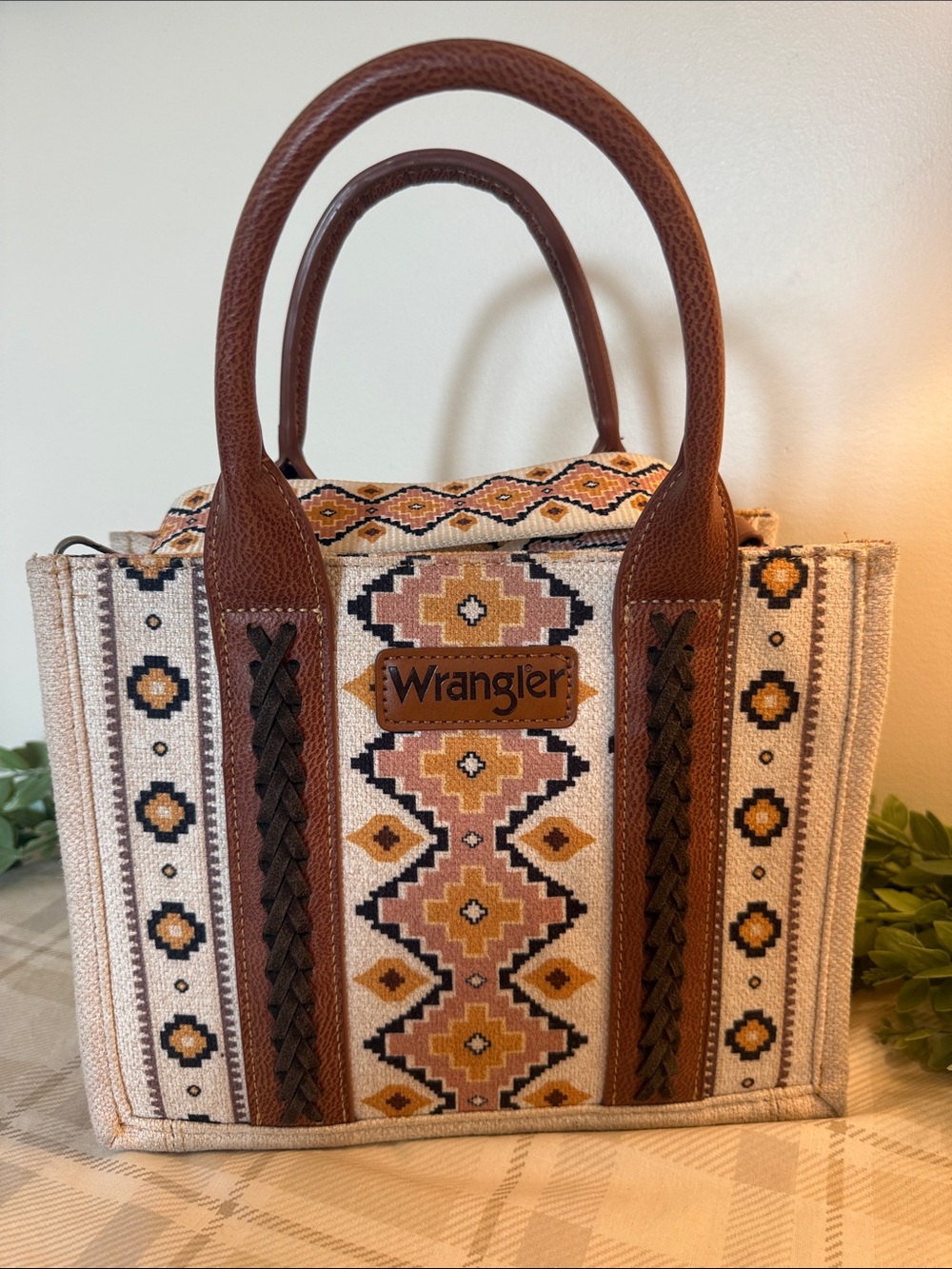 Wrangler Brown, Tan & Cream Southwestern Pattern Tote